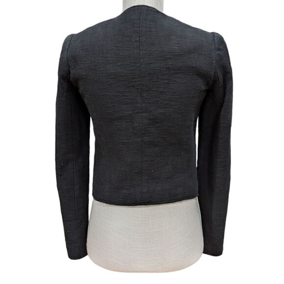 Tibi New York Women's Black Textured Zip Up Blazer Jacket Size 2 - Picture 2 of 10